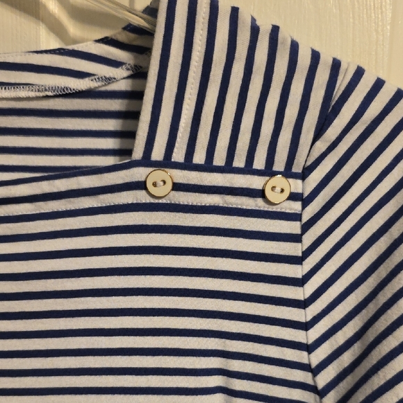 Talbots Navy and White Striped Long Sleeve Tee - Picture 4 of 6